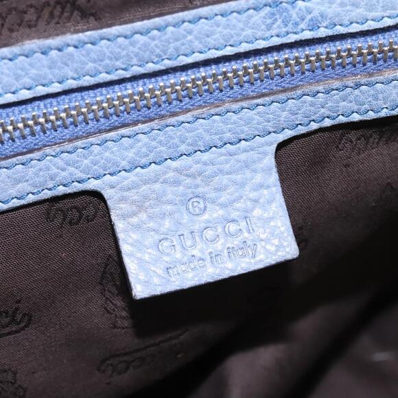 GUCCI Bamboo Tote Bag Leather Blue Silver - Picture 16 of 16